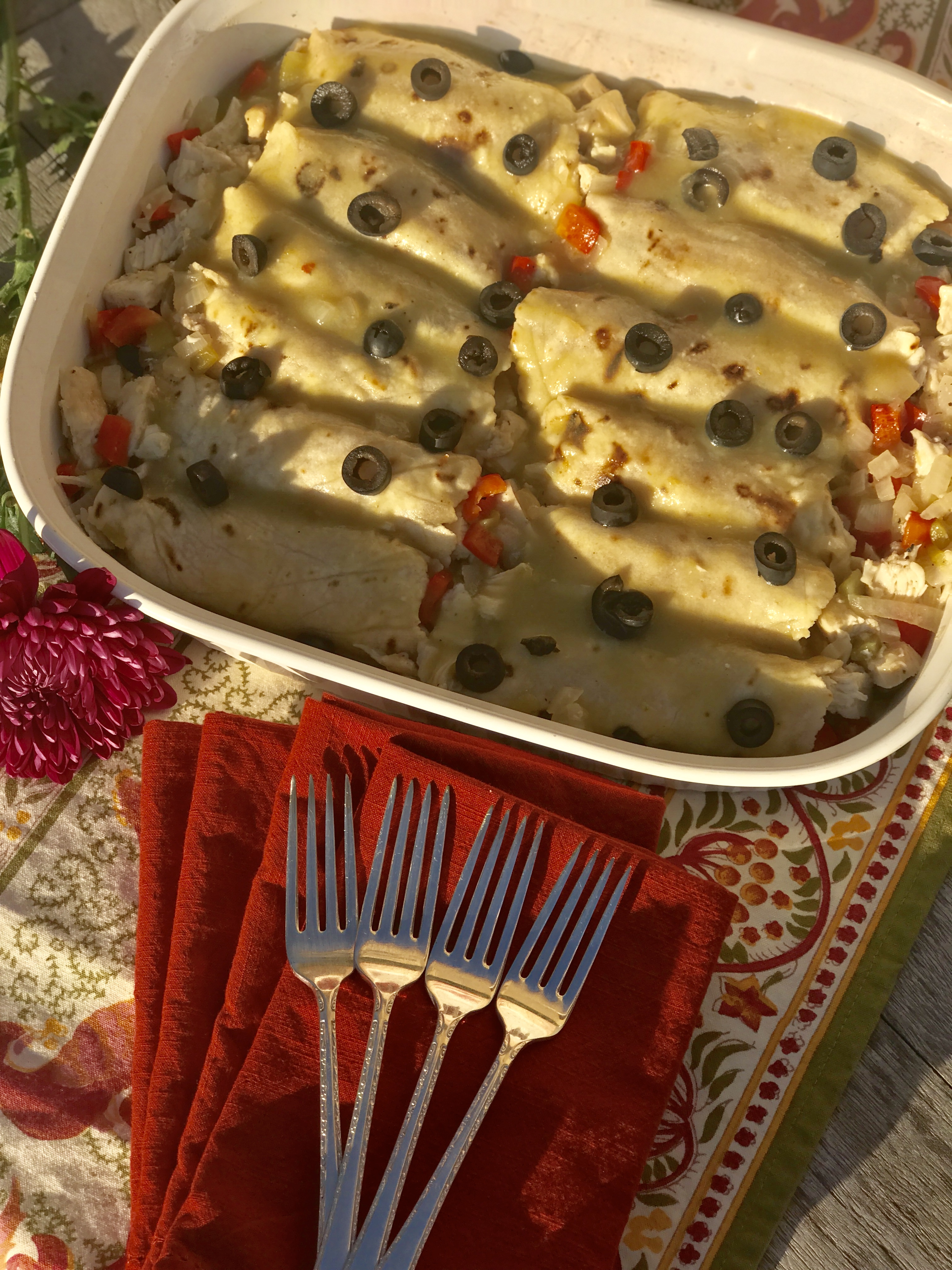 Green Chile Turkey Enchiladas