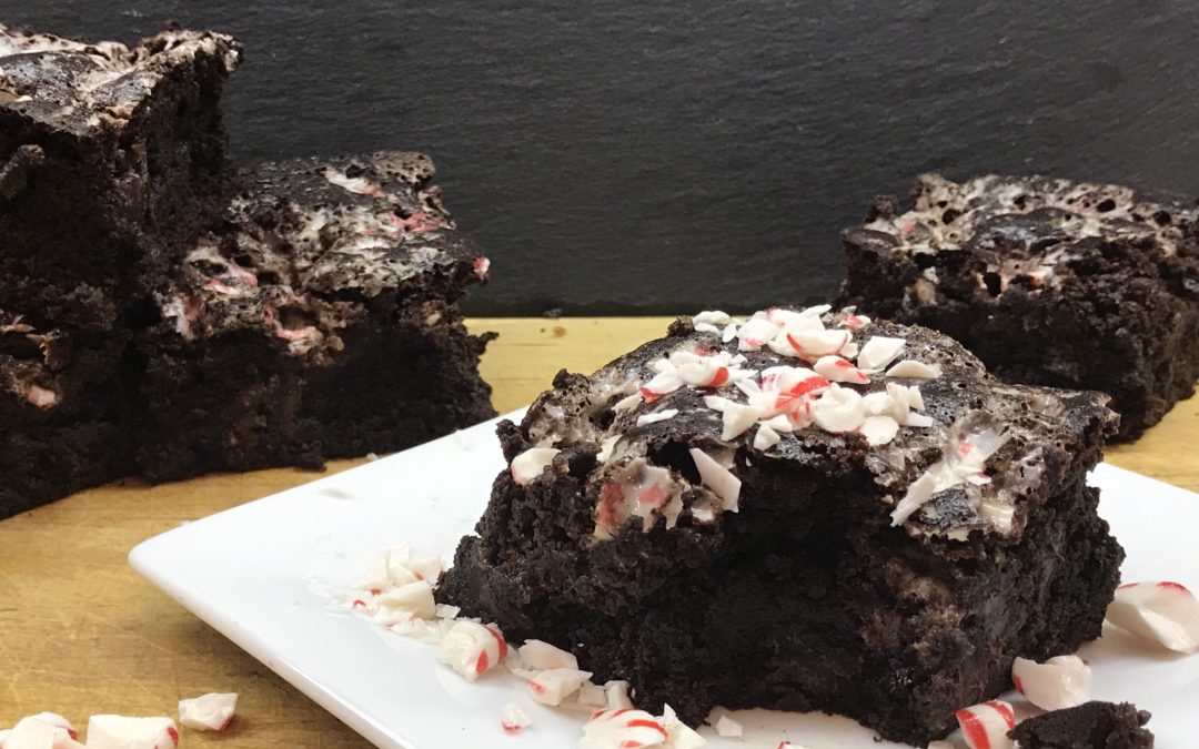 Triple Chocolate Paleo Brownies With Peppermint Candy Topping